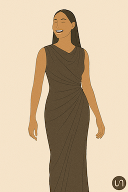 femme en robe jersey